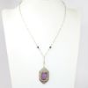 Picture of Antique Art Deco Era 14k White Gold Filigree & Intaglio Carved Amethyst Necklace with Seed Pearl Accents