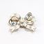 Picture of Vintage 14k Yellow Gold Bow Watch Brooch with Hand Painted White & Blue Enamel Flowers