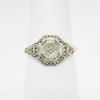 Picture of Antique Art Deco 18k White Gold Filigree Engagement Ring with Small Diamond Accent