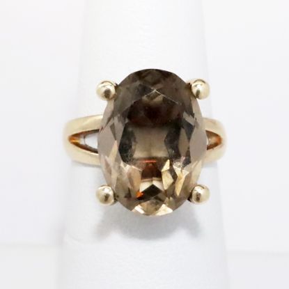 Picture of Vintage 14k Yellow Gold & Oval Cut Smoky Quartz Ring