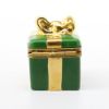 Picture of  Retired Green & Gold Christmas Present Limoges Trinket Box By La Gloriette