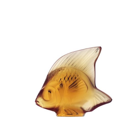 Picture of Lalique Fish Sculpture - Amber Orange Crystal 