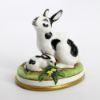 Picture of Rare Pair of Halcyon Days Black & White Rabbit Groups After Original 18th Century Chelsea Porcelain