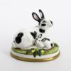 Picture of Rare Pair of Halcyon Days Black & White Rabbit Groups After Original 18th Century Chelsea Porcelain