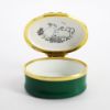 Picture of Rare Halcyon Days Enameled White Rabbit Family Trinket Box with Green Base