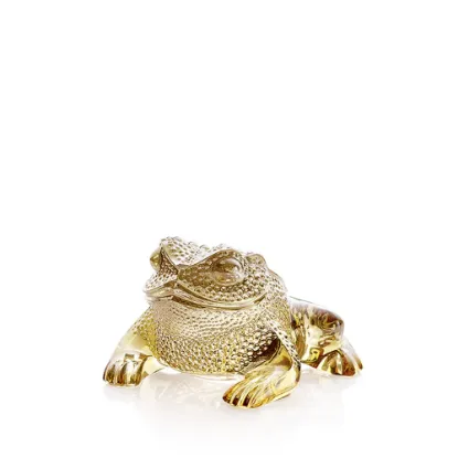 Picture of Lalique Gregoire Toad Sculpture - Gold Luster Crystal