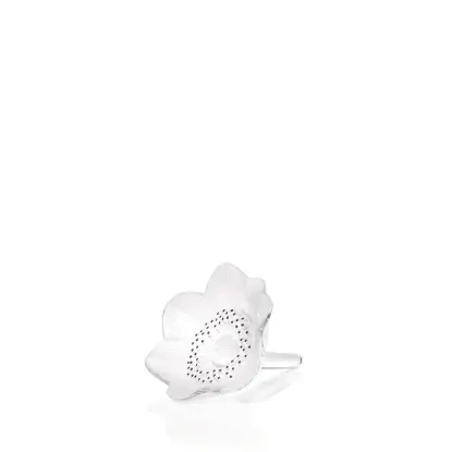 Picture of Lalique Anemone Flower Sculpture - Clear Crystal Figurine with Black Enameled Details