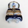 Picture of Retired Limoges Porcelain Traditional Style Chair Trinket Box with Cobalt Blue & Floral Motif by Dubarry