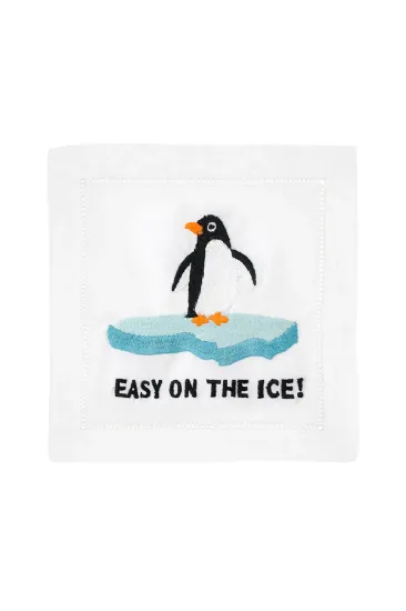 Picture of August Morgan 'Easy On The Ice' Penguin Cocktail Napkin Set