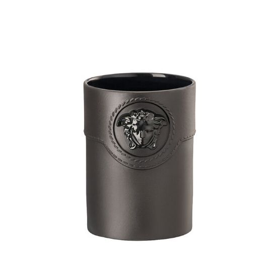 Picture of Versace by Rosenthal 'La Medusa Mini' Cylindrical Black Vase