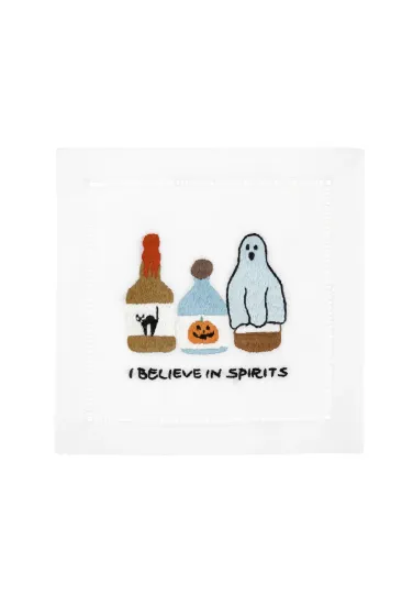 Picture of August Morgan 'I Believe In Spirits' Spooky Halloween Ghosts Cocktail Napkin Set