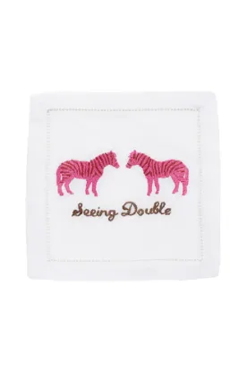 Picture of August Morgan 'Seeing Double' Pink Zebra Cocktail Napkin Set