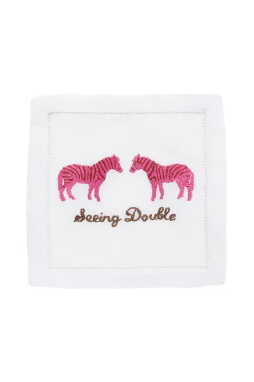 Picture of August Morgan 'Seeing Double' Pink Zebra Cocktail Napkin Set