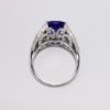 Picture of Platinum & Rectangular Cushion Cut Tanzanite Ring with Mixed Cut Diamond Accents