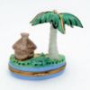 Picture of Rare Limoges Porcelain Bali Tropical Island Trinket Box with Palm Tree & Grass Hut