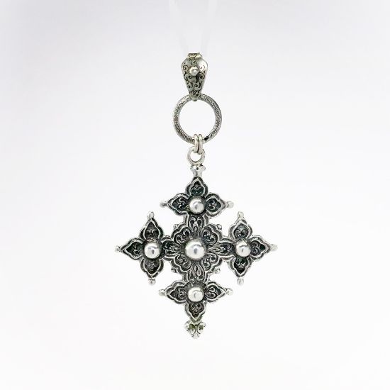 Picture of Antique 1930's Peruzzi Boston Sterling Silver Maltese Cross Pendant