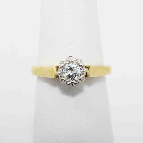 Picture of Vintage 18k Yellow & White Gold Diamond Solitaire Engagement Ring, Ca. 1970, Birmingham, England