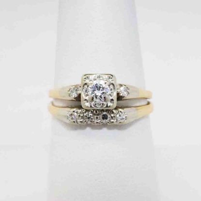 Picture of Antique Late Art Deco 14k Gold & Old European Cut Diamond Bridal Ring Set