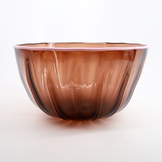 Picture of Matt Kolbrener Medium Threaded Glass Bowl in Wine