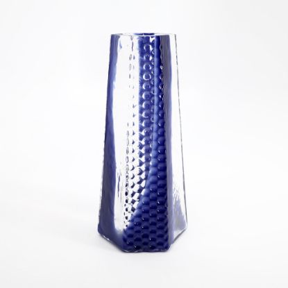 Picture of Matt Kolbrener 'BB' Mini Glass Vase in Indigo Blue Splash