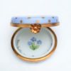 Picture of Retired Limoges Porcelain Traditional Round Blue & Gold Trinket Box with Floral Motif by Artoria