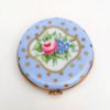 Picture of Retired Limoges Porcelain Traditional Round Blue & Gold Trinket Box with Floral Motif by Artoria