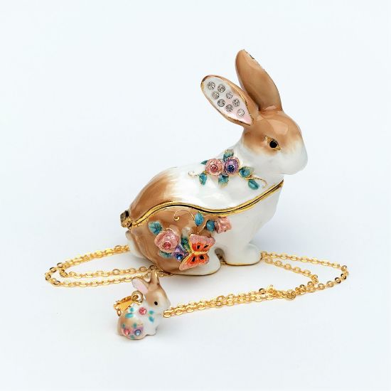 Picture of Kingspoint Designs Ms. Serenity the Rabbit Trinket Box with Matching Necklace