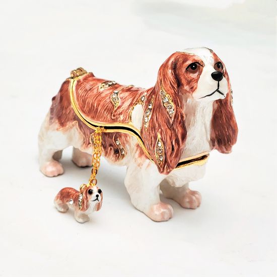 Picture of Kingspoint Designs Cavalier King Charles Spaniel Trinket Box with Matching Necklace