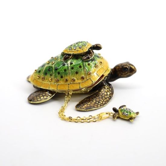 Picture of Kingspoint Designs Mother Sea Turtle with Baby Trinket Box with Matching Necklace