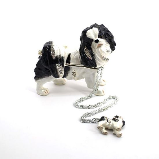 Picture of Kingspoint Designs Noble the Japanese Chin Trinket Box with Matching Necklace