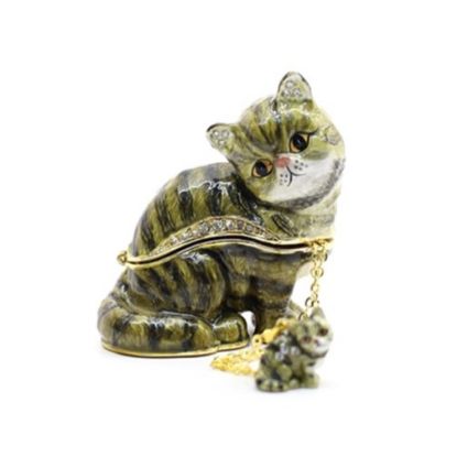 Picture of Kingspoint Designs Peekaboo the Exotic Cat Trinket Box with Matching Necklace