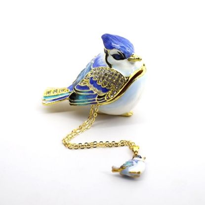 Picture of Kingspoint Designs Betty the Blue Jay Trinket Box with Matching Necklace