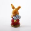 Picture of Limoges Porcelain Bunny Rabbit in Red Overalls with Mouse Friend Trinket Box