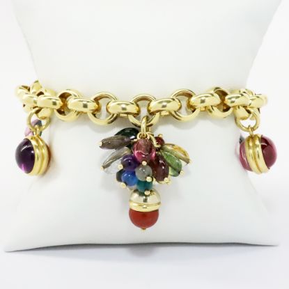 Picture of 18k Yellow Gold Natural & Synthetic Gemstone Charm Bracelet 