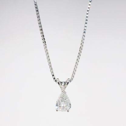 Picture of 14k White Gold Necklace with Pear Cut Diamond Pendant