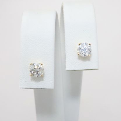 Picture of 14k Yellow Gold & Diamond Solitaire Stud Earrings 