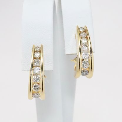 Picture of 14k Yellow Gold & Diamond Demi Hoop Earrings 