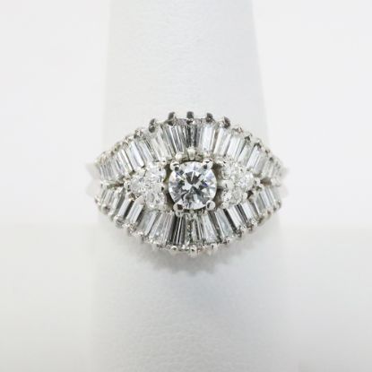 Picture of 18k White Gold, Round & Baguette Cut Diamond Ring 