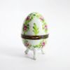 Picture of Retired Limoges Porcelain Footed Egg Shaped Trinket Box with Rose Motif