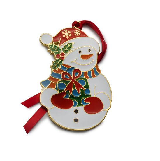 Picture of Wallace 2025 16th Edition Wonders of Christmas Snowman Gold Plate & Enamel Christmas Ornament