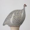 Picture of Lussan Ceramics Pecking (Head Down) Guinea Hen in White with Cobalt Blue Spots