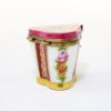Picture of Vintage Traditional Limoges Porcelain Burgundy & Gold Trinket Box with Floral Decorations