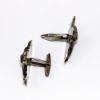 Picture of Vintage Japanese Sterling Silver Shakudo Menuki Cuff Links with Seated Samurai