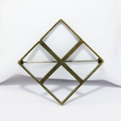 Picture of Rare Signed Peggy Miller Mid Century Modernist Divided Diamond Brass Brooch