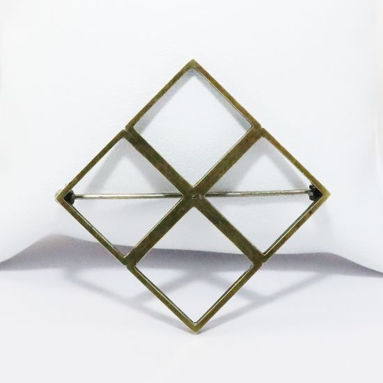 Picture of Rare Signed Peggy Miller Mid Century Modernist Divided Diamond Brass Brooch