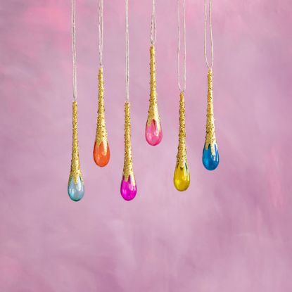 Picture of One Hundred 80 Degrees Teal Drop Glass Ornament By Glitterville