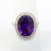 Picture of Antique Early 20th Century 14k Two-Tone Gold & Oval Cut Amethyst Ring with Diamond Halo