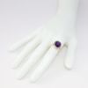 Picture of Antique Early 20th Century 14k Two-Tone Gold & Oval Cut Amethyst Ring with Diamond Halo