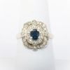 Picture of Antique 14k White Gold & Blue Sapphire Ring with Double Diamond Halo