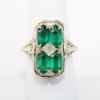 Picture of Antique Art Deco 14k White Gold Filigree Flip Ring, Cameo on One Side, Synthetic Emeralds on the Other